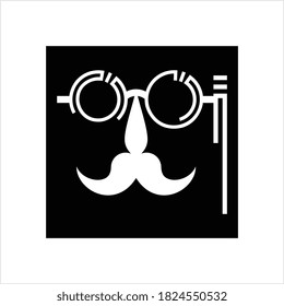 Moustache And Glasses Icon, Mustache And Glasses Icon Vector Art Illustration