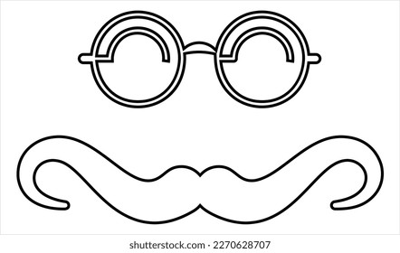 Moustache And Glasses Icon, Mustache And Glasses Icon Vector Art Illustration