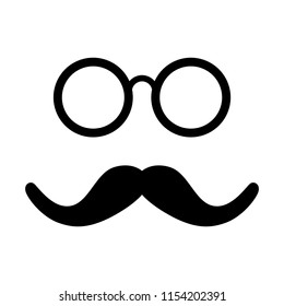 Moustache And Glasses Icon. Vector Image.