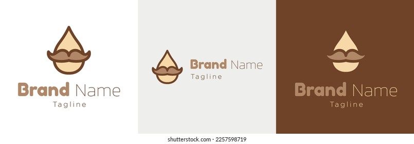 Juego de diseño de logotipo del kit de crecimiento de bigote, símbolo de logotipo de aceite de barba, concepto de emblema de artículos de barbero, ilustración comercial editable para el cultivo de pelo facial, marca de vitaminas líquidas, identidad aislada de marca