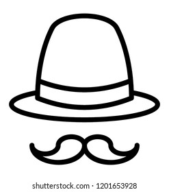 Moustache with hat is icon for party props