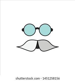 moustache, Hipster, movember, glasses, men Flat Color Icon Vector