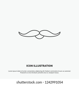 moustache, Hipster, movember, male, men Icon. Line vector gray symbol for UI and UX, website or mobile application