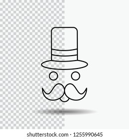 moustache, Hipster, movember, santa Clause, Hat Line Icon on Transparent Background. Black Icon Vector Illustration