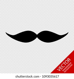 Moustache Icon - Black Vector Illustration - Isolated On Transparent Background