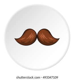 Moustache icon in cartoon style isolated on white circle background. Facial symbol vector illustration