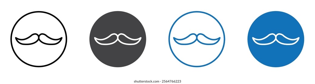 Moustache icon flat editable icon mark set.