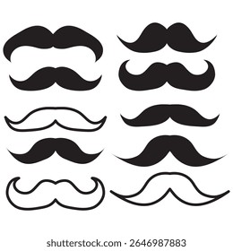 Moustache Icon Images, vector Set of mustache icon on white background..eps
