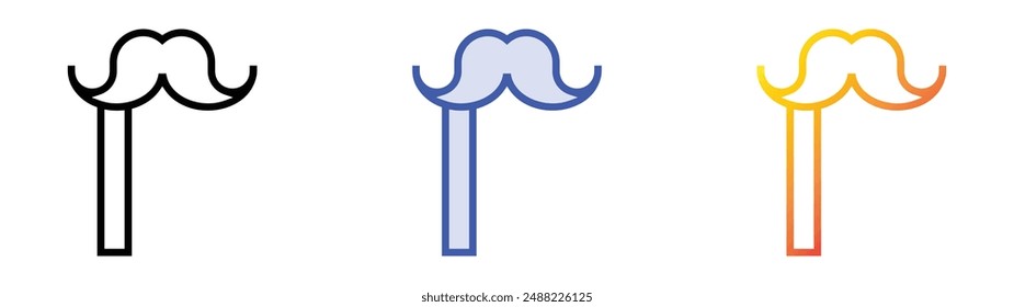 moustache icon. Linear, Blue Fill and Gradient Style Design Isolated On White Background