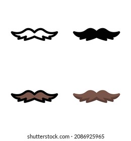 Moustache icon with outline, glyph, filled outline and flat style.
