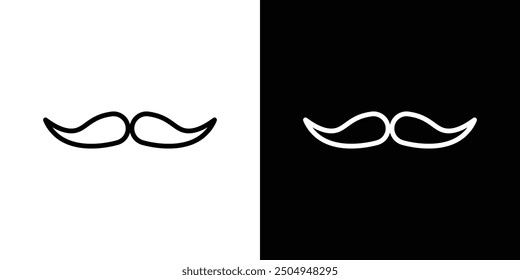 Moustache icon set in black and white stroke.