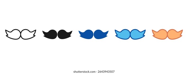 Moustache Icon Set Multiple Style Collection
