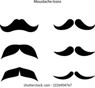 moustache icon set on white background. barbershop facial sign. moustache symbol set. mustaches sign.