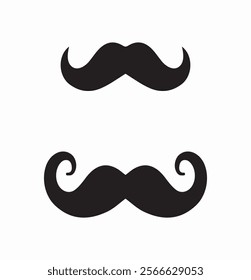 Moustache icon set. Pack of mustaches. Facial hairs. Barbershop logotype. Whisker, barber and hairdresser. Logo and emblem, branding. Flat vector collection isolated on white background