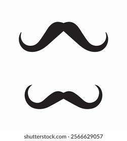 Moustache icon set. Pack of mustaches. Facial hairs for creating characters. Barber and whisker. Barbershop logo or emblem. Flat vector collection isolated on white background