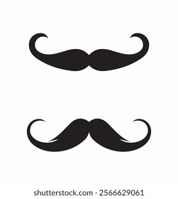 Moustache icon set. Pack of mustaches. Facial hairs. Barber and whisker. Social media sticker. Barbershop and hairdressing. Flat vector collection isolated on white background