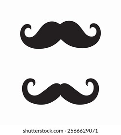 Moustache icon set. Pack of mustaches. Facial hairs for creating characters. Beauty, aesthetics and elegance. Barber and hairdresser. Flat vector collection isolated on white background