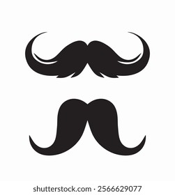 Moustache icon set. Pack of mustaches. Facial hairs pack. Barbershop logo or emblem. Beauty, aesthetics and style. Template and layout. Flat vector collection isolated on white background