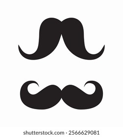 Moustache icon set. Pack of mustaches. Facial hairs for creating characters. Barbershop logo or emblem. Template and layout. Flat vector collection isolated on white background