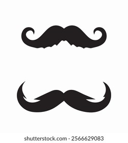 Moustache icon set. Pack of mustaches. Facial hairs for creating characters. Barbershop logotype or emblem. Poster or banner. Flat vector collection isolated on white background