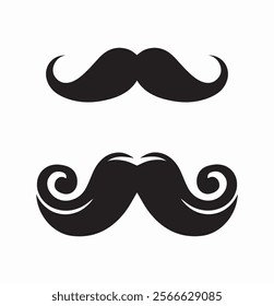 Moustache icon set. Pack of mustaches. Facial hairs. Barbershop logo or emblem. Corporate branding. Graphic element for website. Flat vector collection isolated on white background