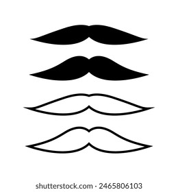 Moustache icon vector in set