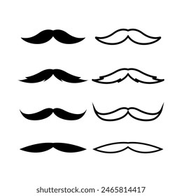 Moustache icon vector in set