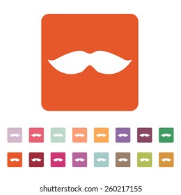 The moustache icon. Whisker symbol. Flat Vector illustration. Button Set