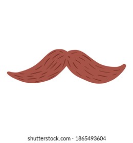 Moustache isolated on white background. Abstract symbol in doodle vector illustration.