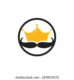 Diseño del logo del vector del vector king bigote. Elegante y elegante logo de la corona de bigote.