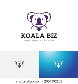 Moustache Koala Business Marsupial Animal Businessman Logo