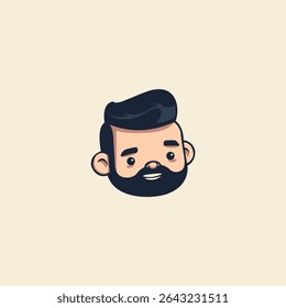 moustache man character business company logo vector illustration template design
