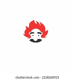 Moustache Man Logo Vector Template - Cartoonish Silhouette