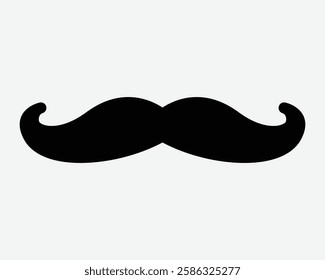 Moustache Mustache Facial Hair Shape Classic Men Man Italian Shape Outline Icon Black White Symbol Sign Graphic Illustration Vector