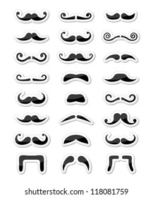 Moustache / mustache icons isolated set as labels