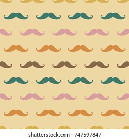 Moustache, pattern vintage background in soft colors, vintage design, mannish background