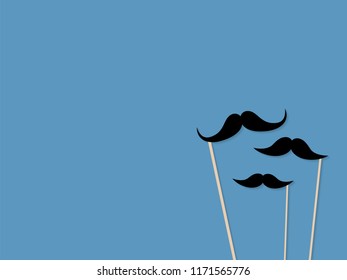 Moustache photo booth props. Mustache cut outs. Vector background