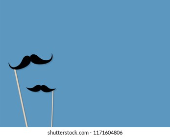 Moustache photo booth props. Mustache cut outs. Vector background with space for your text