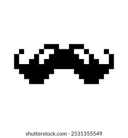 Moustache. Pixel icon of a man moustache. Arcade game, 8-bit. Pixel art on a white background.