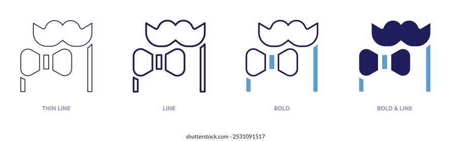 Moustache removal icon in 4 different styles. Thin Line, Line, Bold, and Bold Line. Duotone style. Editable stroke.