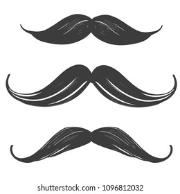 moustache set, manhood, humorous mask, icon cartoon hand drawn vector illustration sketch