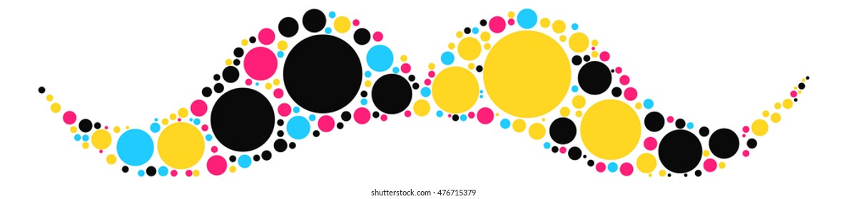 Moustache shape vector design by color point