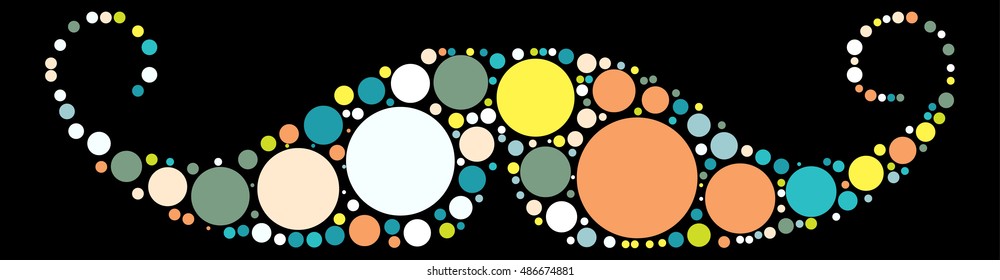 Moustache shape vector design by color point