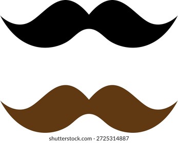 Vector de silueta de bigote en negro y marrón