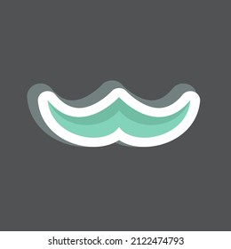 Moustache Sticker in trendy isolated on black background