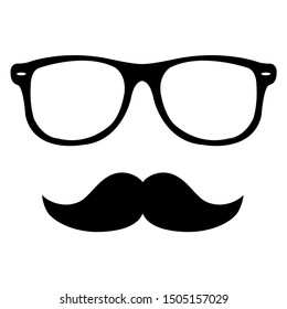 Moustache and sunglasses flat icon symbol. Vector illustration isolated on white background