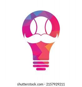 Moustache tennis ball bulb shape concept vector icon design. Strong tennis vector logo design.	