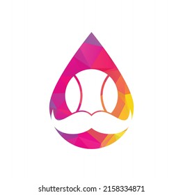 Moustache tennis ball drop shape concept vector icon design. Strong tennis vector logo design.