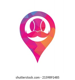 Moustache tennis ball gps shape concept vector icon design. Strong tennis vector logo design.	