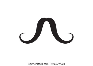 Moustache vector icon. Black retro style mustache. Shave barber vintage man face.